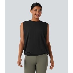 Halara Round Neck Ruched Cool Touch Yoga Tank Top-UPF50+ Size Large